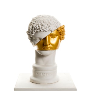Hermes, Hermes Bust, Gold Sculpture, Ancient Greek Sculpture, Art Nouveau Sculpture, Free Shipping BIG SIZE