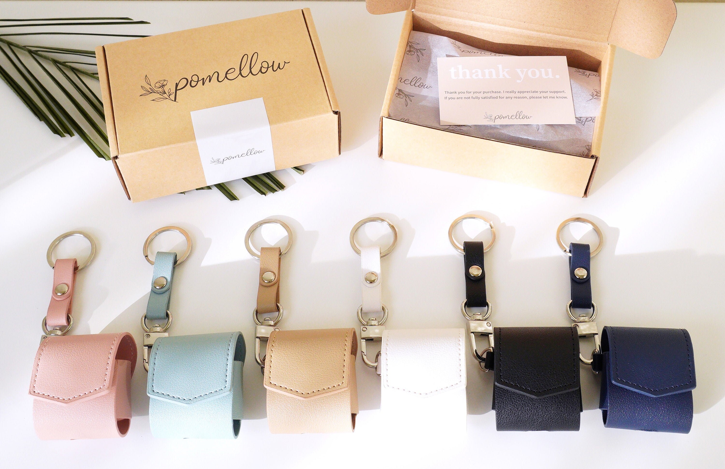 Pomellow Leather Airpods Case [6colors] with 2 Straps Designed for Airpod 1 & 2 / Airpod accessories / ipod cover / headphone case