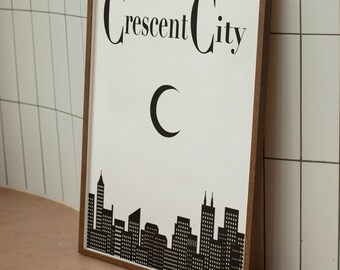Crescent City Skyline White, Crescent City print, Bryce Quinlan, Sarah J Maas, art print, book print, bookish, booktok, digital download