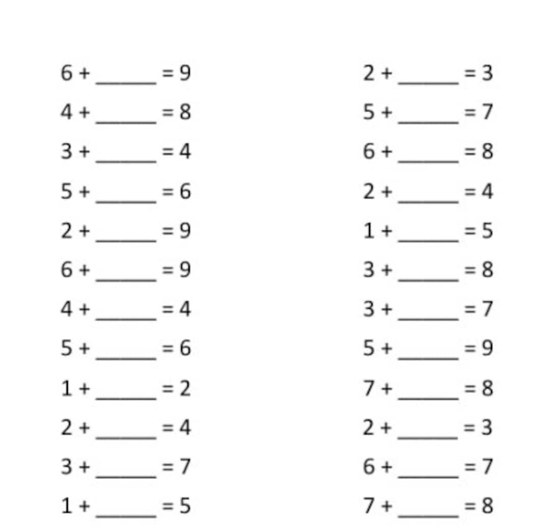 Math Page Adding Printable Addition Worksheets, 4 Sheets, Kids Math, Easy Math Practice ...