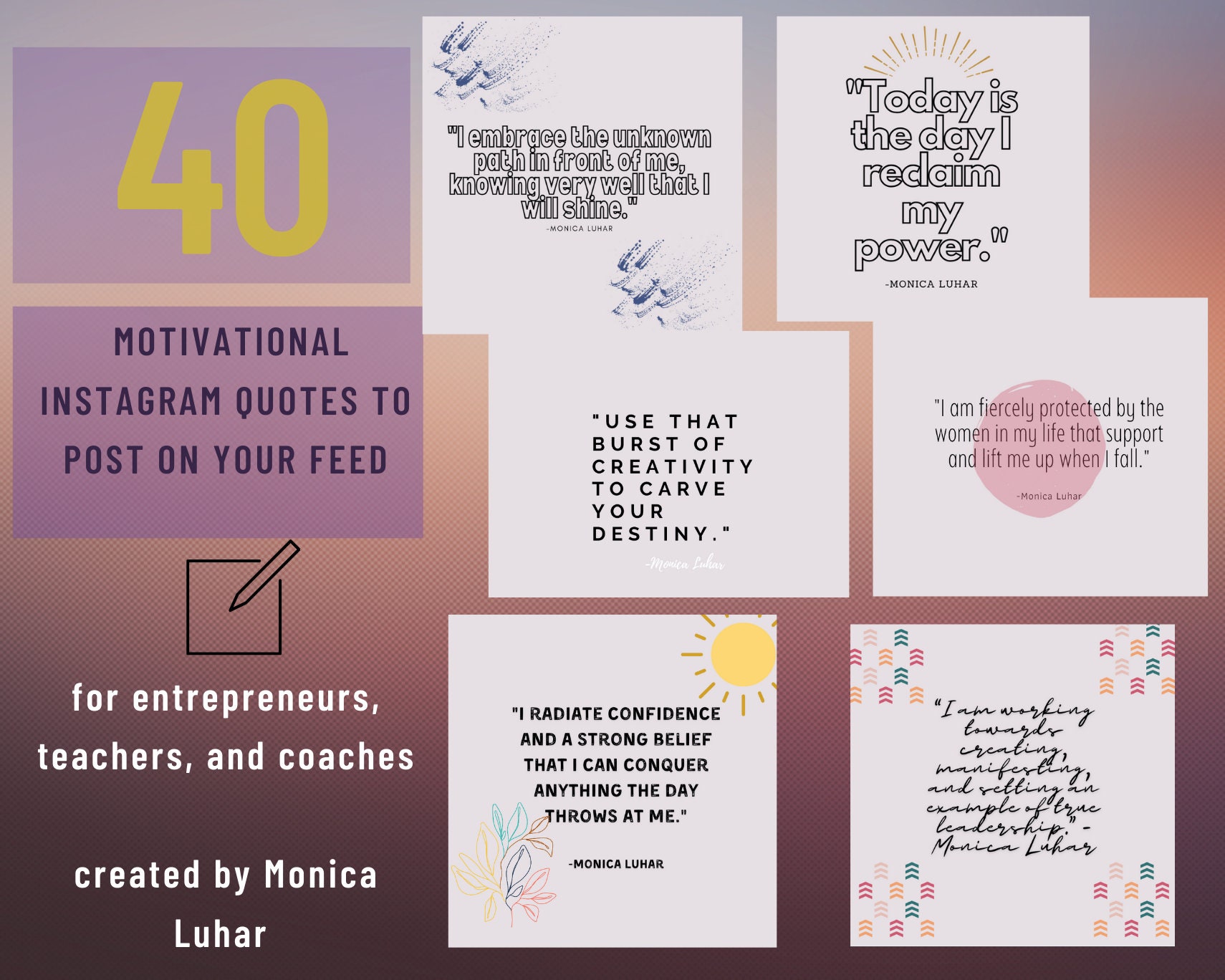 40 Inspiring Quotes for Instagram Instant Download | Etsy