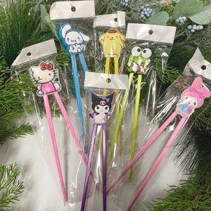 2D Kinder Training Cartoon Essstäbchen-wiederverwendbare Stäbchen-dekorative Stäbchen-Sanrio Charakter-Zimtrolle-Kuromi-Melodie-Hallo Kitty