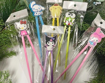 2D Kids training cartoon chopsticks- reusable chopsticks- decorative chopsticks-sanrio character-cinnamon roll- kuromi-melody-hello kitty