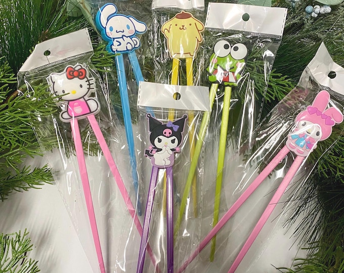 2D Kids training cartoon chopsticks- reusable chopsticks- decorative chopsticks-sanrio character-cinnamon roll- kuromi-melody-hello kitty