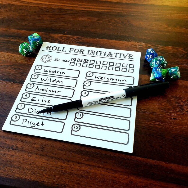 Initiative Tracker Roll for Initiative Dry Erase Tracker Etsy