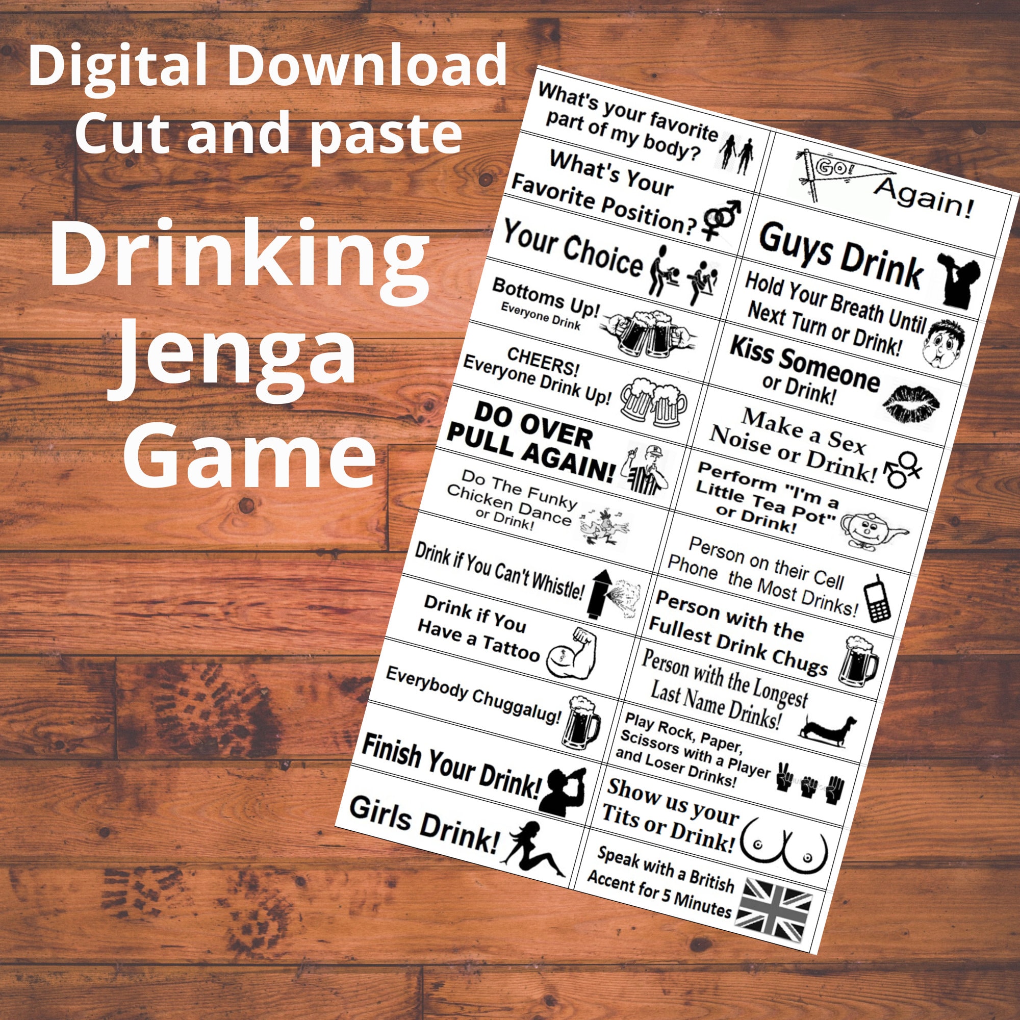 Fun Drinking Game PDF Stickers Template Printable - Etsy
