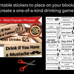 Fun Drinking Game for Father’s Day PDF Stickers - Template - Printable Downloads to Create Your Own Drunk Jinga Party Game Labels