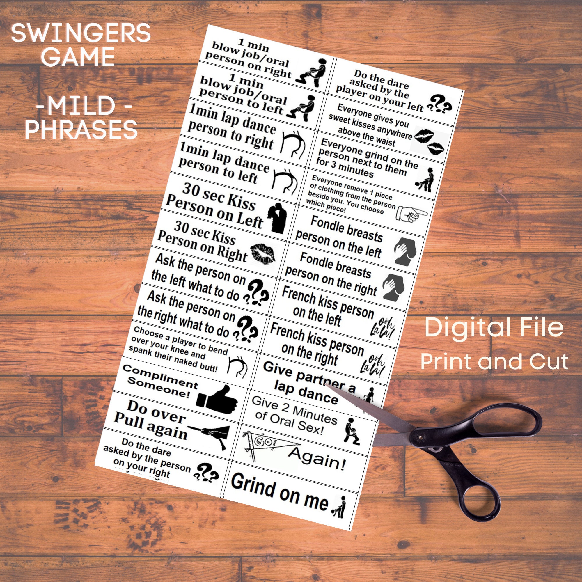 Swingers MILDToy Game Template Printable (MILD Version Swingers MILDToy Game Template Printable (MILD Version
