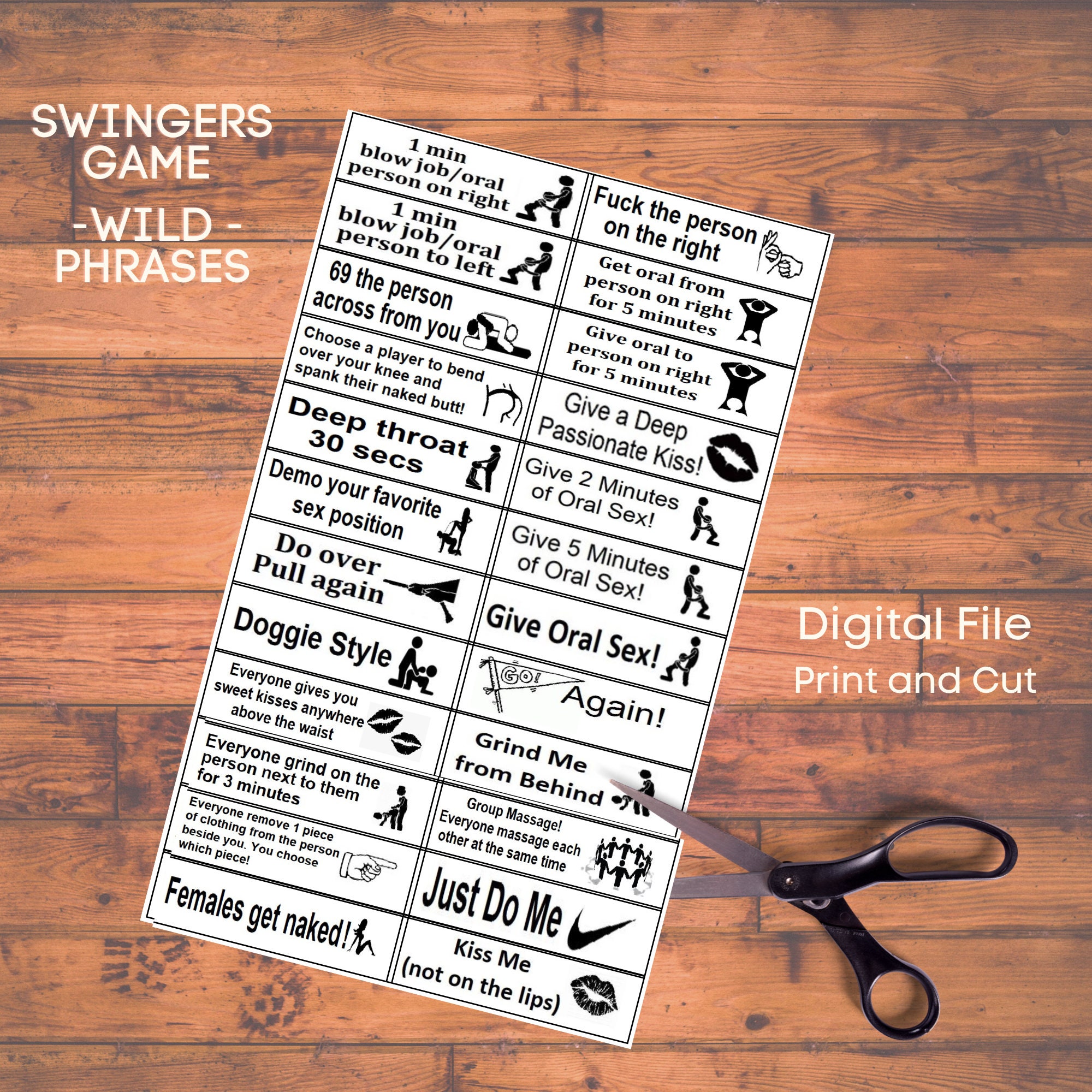 Swingers WILD Game Stickers Printable Downloads to Create afbeelding