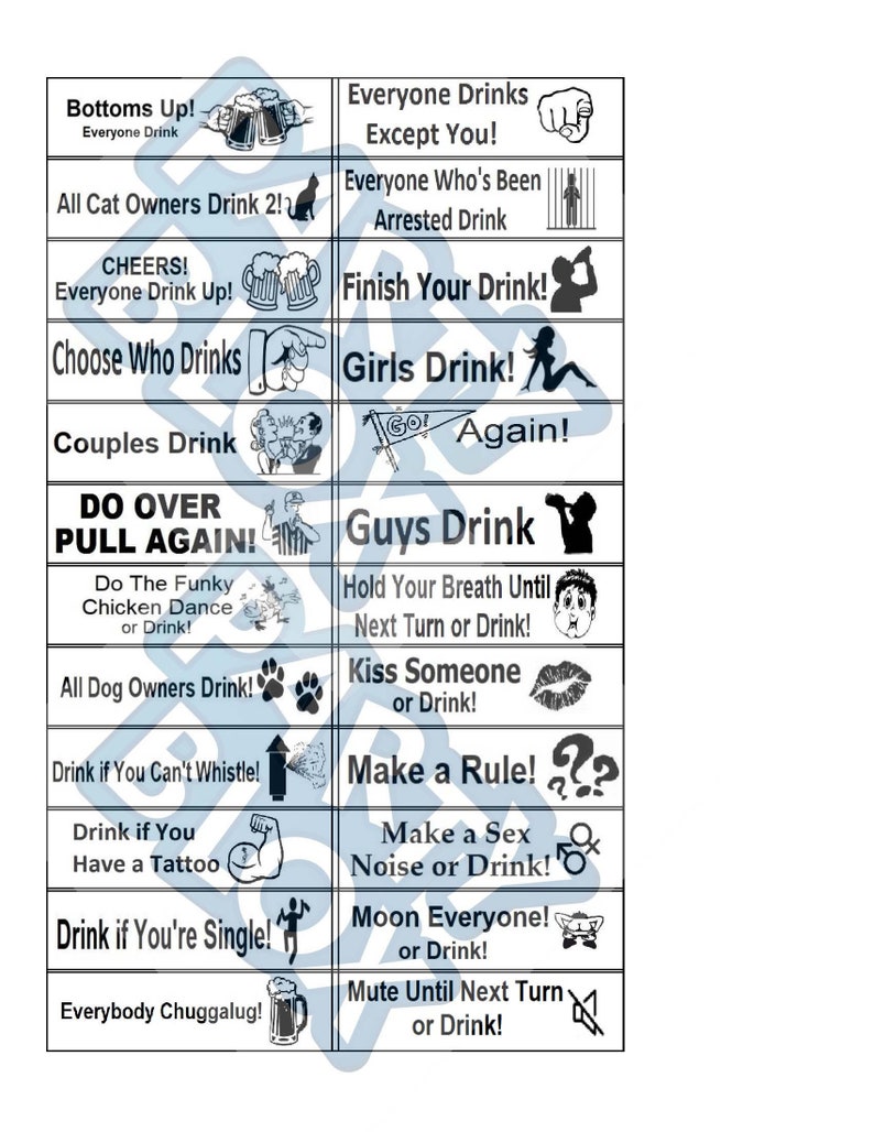 Fun Drinking Game for Fathers Day PDF Stickers Template Printable
