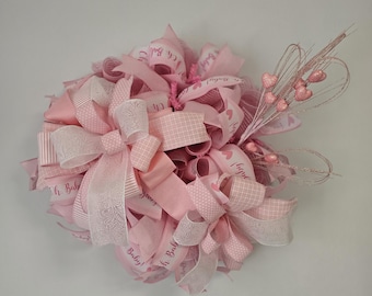 Corona para puerta principal / Decoración rosa para baby shower / Corona Oh Baby / Colgante para puerta de hospital / Regalo para mamá primeriza / Decoración para la habitación del bebé
