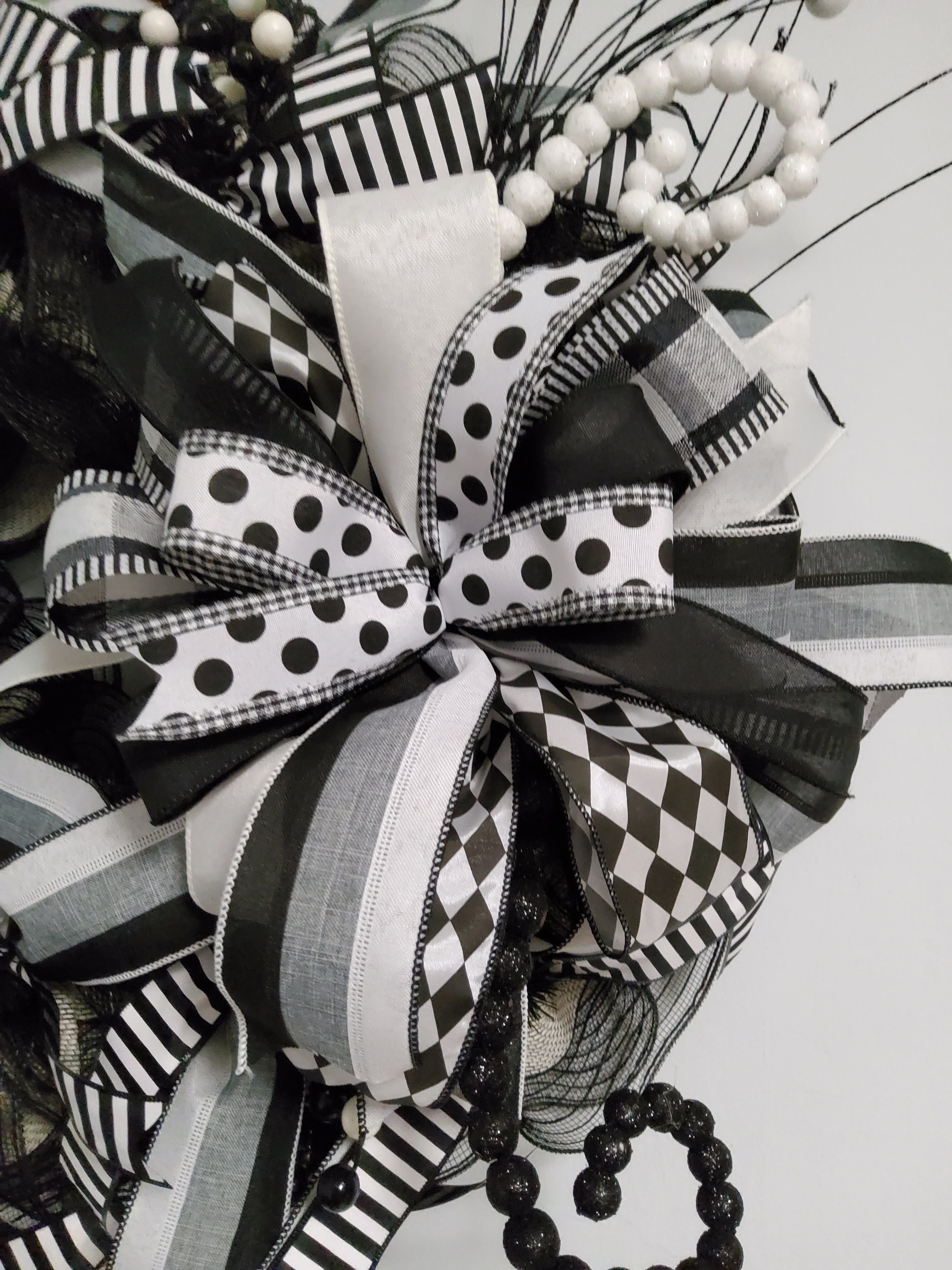 Black and White Doorbell Front Door Wreath - Etsy