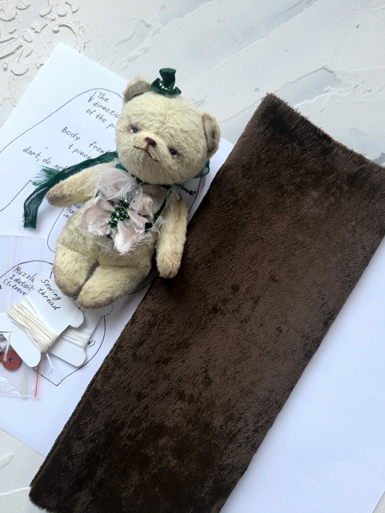 Teddy bear making supplies primitive bear pattern and kit Etsy