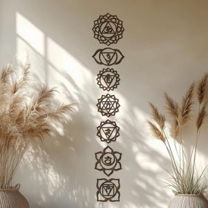 Chakra wall art, Chakra symbols wall decor, 7 chakra symbols, Yoga studio decor, Yoga gifts and meditation wall hanger, Gift for her