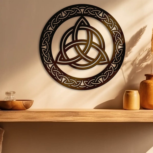 Celtic knot wall art, Trinity knot wood wall decor, Irish wall hanging, Celtic symbols wood art, Triquetra wall decor, Round celtic ornament
