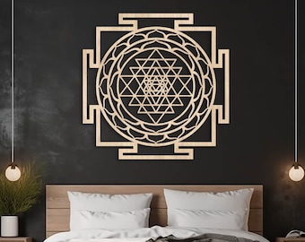 Sri Yantra wood wall decor, Meditation wall art, Large Shri Yantra wall hanging, Shri Vidya, Zen wall art, Yoga studio decor, Birthday gift