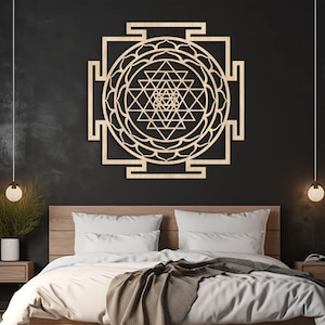 Sri Yantra Wood Wall Decor, Meditation Wall Art, Large Shri Yantra Wall ...