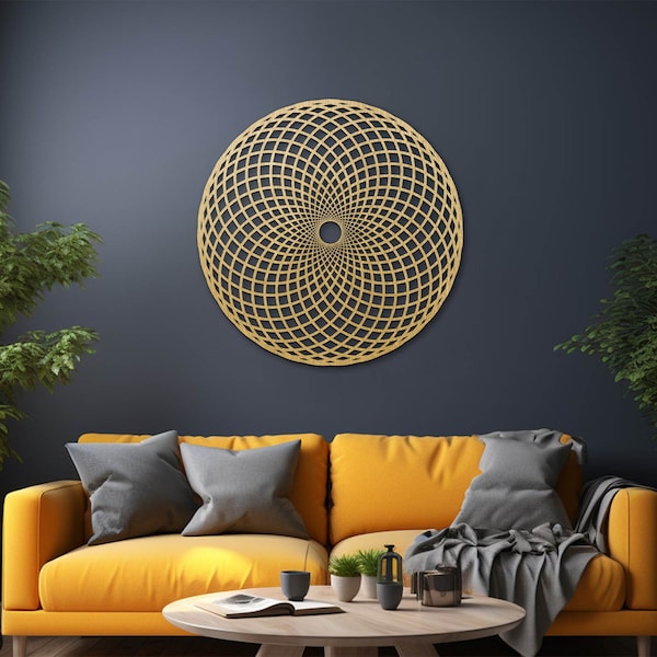 Torus Yantra wood wall decor, Sacred geometry wall art, Flower of Life, Large Mandala Bedroom wall hanging, XL 30" luxury Gift for home