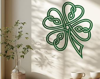 Celtic Shamrock Wood Wall Decor, 4 Leaf Clover Celtic Wall Hanging, Irish Gift for Home, Celtic Symbols Gift, Symbol of Luck wall hanging