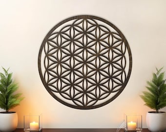 Blume des Lebens Holz Wanddekor 30 Zoll, Heilige Geometrie Wandkunst, Große Blume des Lebens Wandbehang, Yoga studio Dekor