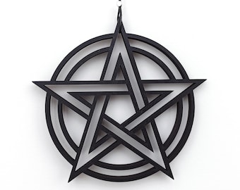 Pentagram heksenaltaar, houten pentagram gothic decor, pentagram gotisch interieur, heidense ornamenten, Wicca houten muur hangen, beschermingssymbool