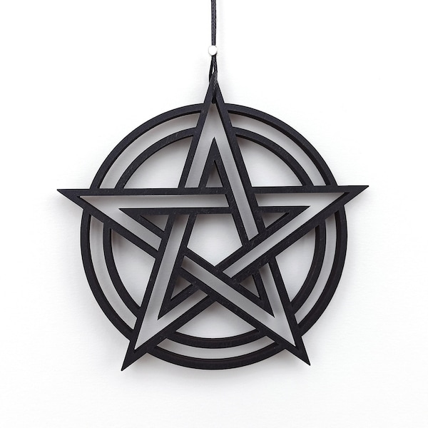 Pentacle witchy altar, Wood Pentagram Goth decor, Pentacle Gothic home decor, Pagan ornaments, Wiccan wood wall hanging, Protection symbol