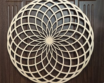 Decoración de pared de madera con forma de toroide, mandala de geometría sagrada, arte de la flor de la vida.
