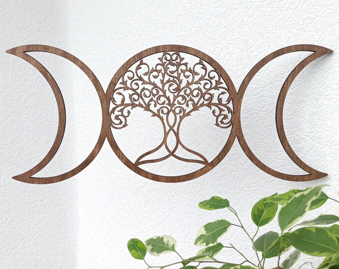 Triple Moon Wall Art Triple Goddess Wall Hanging Moon Phases Etsy