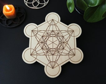 Metatrons cube crystal grid board, Metatron cube Wooden Crystal Grid, Sacred geometry wood wall decor
