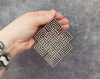 Endless knot wall decor, Bedroom wall hanging, Yoga studio decor, Symbols of Buddhism, Infinite knot wood wall art