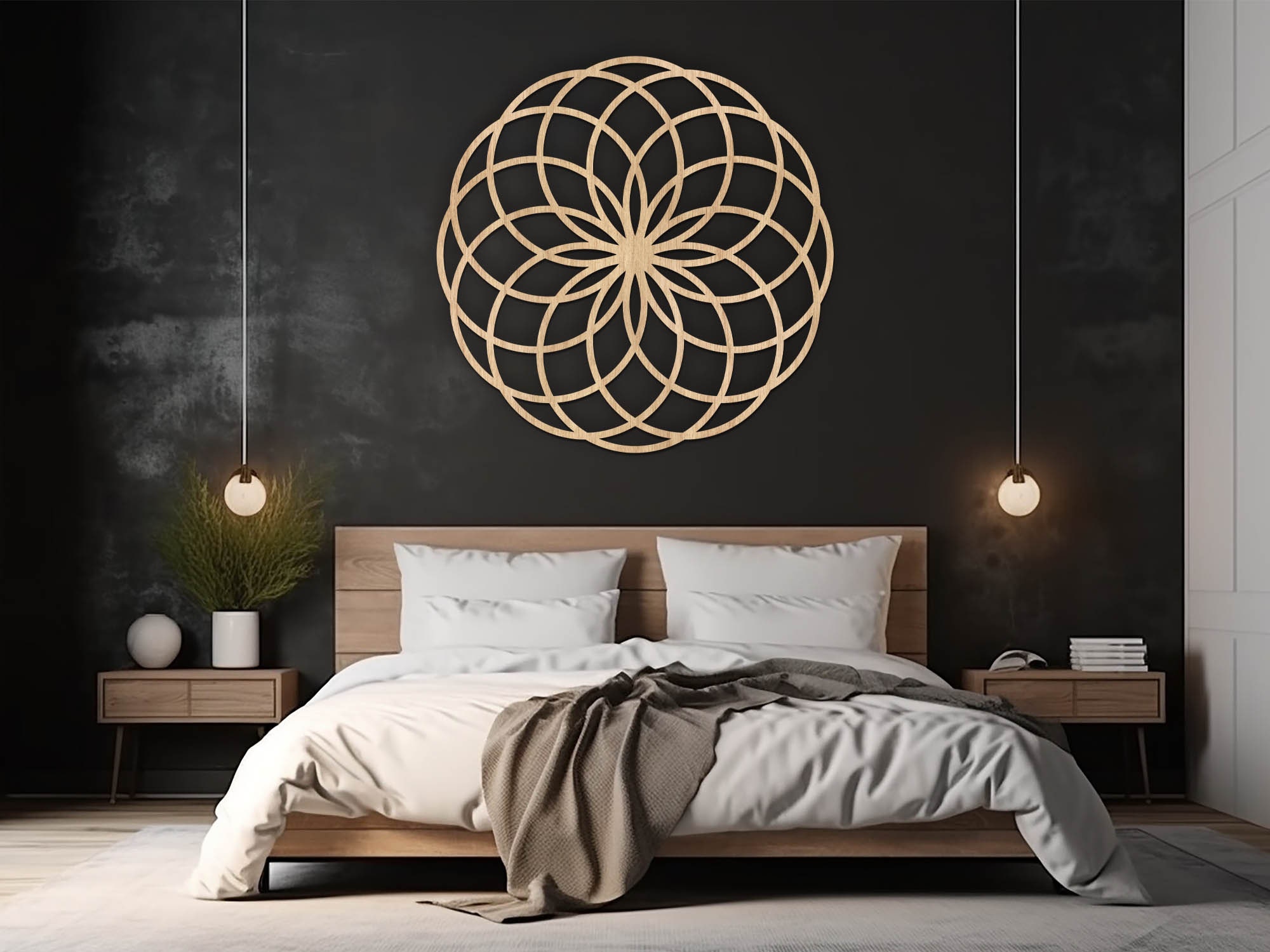 Lotus of Life Wooden Wall Decor, Sacred Geometry Mandala Extra Large ...