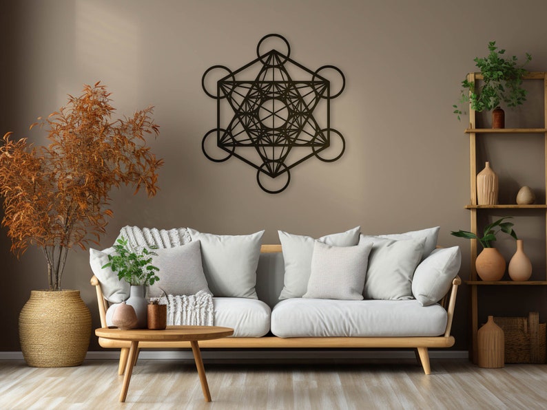 Metatrons Cube Wall Decor, XL Sacred Geometry Wall Art, Large Yoga ...