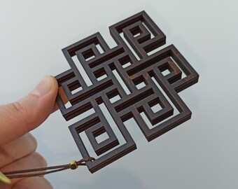 Endless knot wall decor, Bedroom wall hanging, Yoga studio decor, Symbols of Buddhism, Infinite knot wood wall art