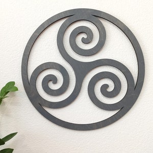Triskelion Wood Wall Art Decor,  Triple spiral wooden Living Room, Wiccan gift wood wall art, Celtic, Pagan art, altar decoration
