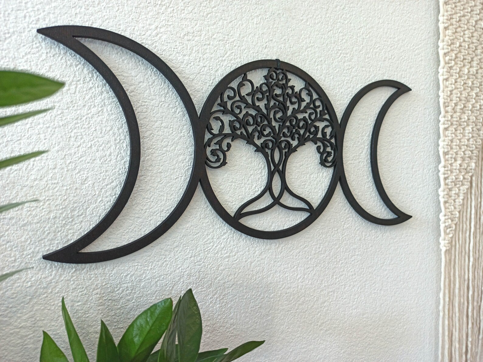 Triple Moon Wall Art Triple Goddess Wall Hanging Moon Phases Etsy