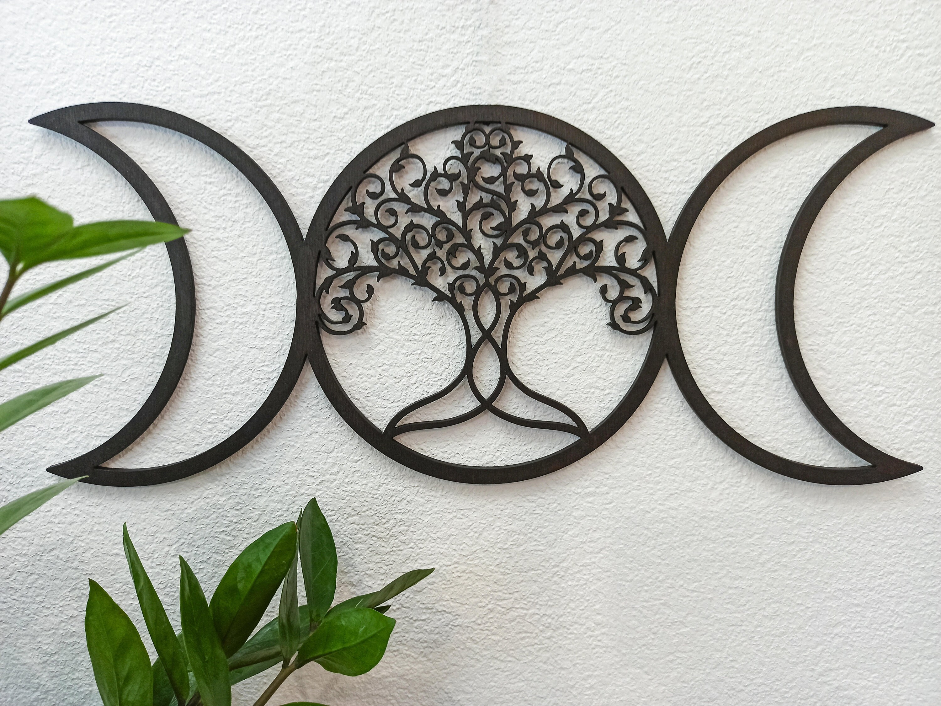 Triple Moon wall art Triple goddess wall hanging Moon phases Etsy
