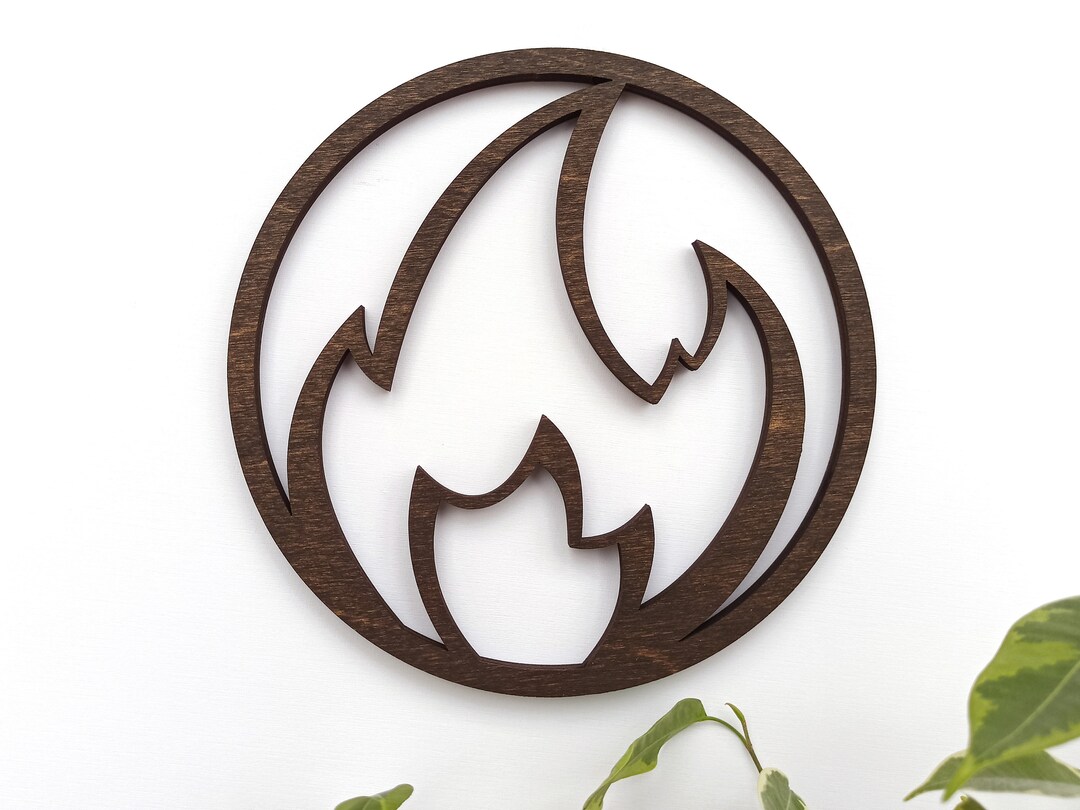 Round Fire Wall Decor Fire Symbol Wooden Wall Decor Gift for Etsy