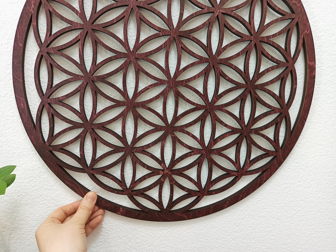 Flower of Life Wood Wall Decor 22 Inches, Large Sacred Geometry Wall ...