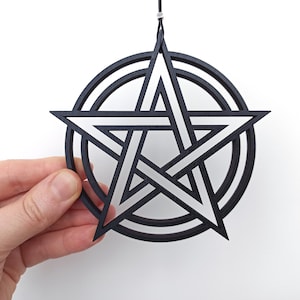 Pentacle witchy altar, Wood Pentagram Goth decor, Pentacle Gothic home decor, Pagan ornaments, Wiccan wood wall hanging, Protection symbol