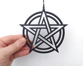 Pentagram heksenaltaar, houten pentagram gothic decor, pentagram gotisch interieur, heidense ornamenten, Wicca houten muur hangen, beschermingssymbool