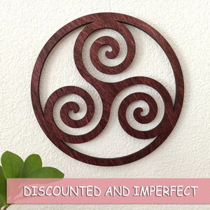 DISCOUNTED Triskelion Wood Wall Art Decor,  Triple spiral wooden Living Room, Wiccan gift wood wall art, Celtic, Pagan art, altar decoration