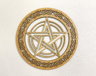 Pentacle Gothic home decor, Pentacle wall decor, Witchy altar decoration,Pagan ornaments, Wiccan wood wall hanging, Protection symbol