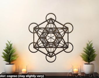 Metatron crystal grid wall art, Sacred Geometry Wall Art, Flower of life wood wall decor, Yoga studio decor, Meditation wall art