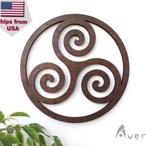 Triskelion Wall Decor, Triple spiral wooden Living Room, Wiccan gift wood wall art, Celtic, Pagan art, altar decoration, Irish wall decor