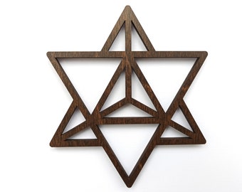 Merkaba Wandbehang, Sterntetraeder Ornamente, Heilige Geometrie Holz Wandbehang, Sterne Wanddekor