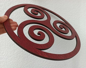 DISCOUNTED Triskelion Wood Wall Art Decor,  Triple spiral wooden Living Room, Wiccan gift wood wall art, Celtic, Pagan art, altar decoration