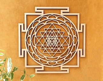 ZNIŻKA na dekoracje ścienne z drewna Sri Yantra, sztuka ścienna do medytacji, duża dekoracja ścienna Shri Yantra, Shri Vidya, sztuka ścienna Zen, wystrój studia jogi