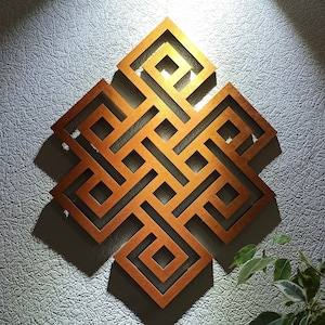 Large Endless knot wall decor, Bedroom wall hanging XL Yoga studio decor, Symbols of Buddhism, Infinite knot wood wall art
