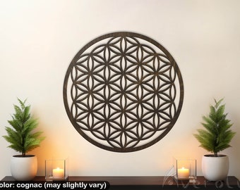 Flower of life wall decor,  Flower of life wood wall hanging, Sacred Geometry art, Yoga studio decor teacher gift
