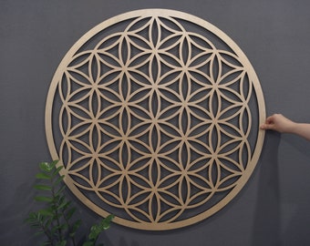 Sacred Geometry / Flower of Life Mandala Wood Wall Art, 4 Panel in ...